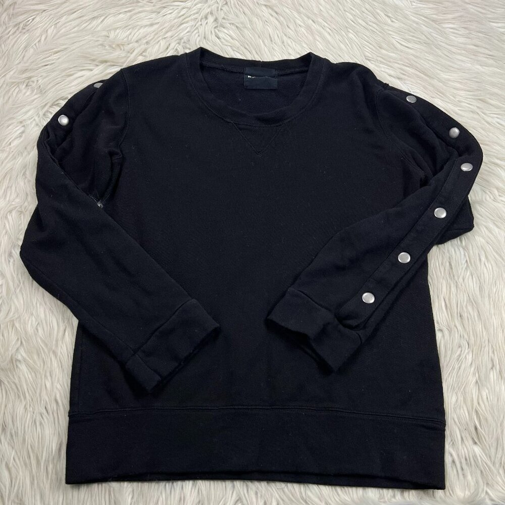 Monrow Terry Always Snap Sleeve Crew Neck Sweatshirt